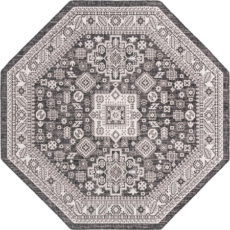 Tribal Terrace Treasures Collection Area Rug -  Incan Isle (Charcoal Gray)