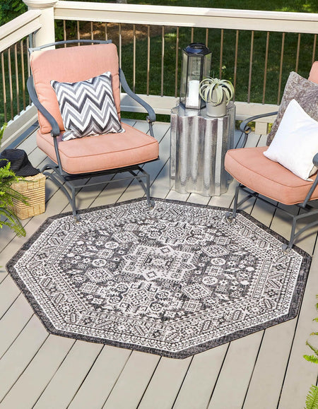 Tribal Terrace Treasures Collection Area Rug -  Incan Isle (Charcoal Gray)