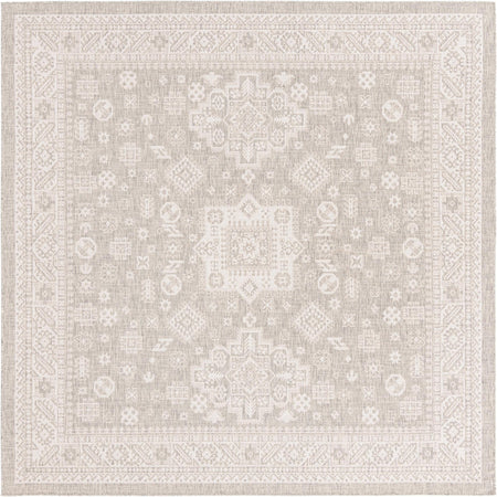 Tribal Terrace Treasures Collection Area Rug -  Incan Isle (Light Gray)