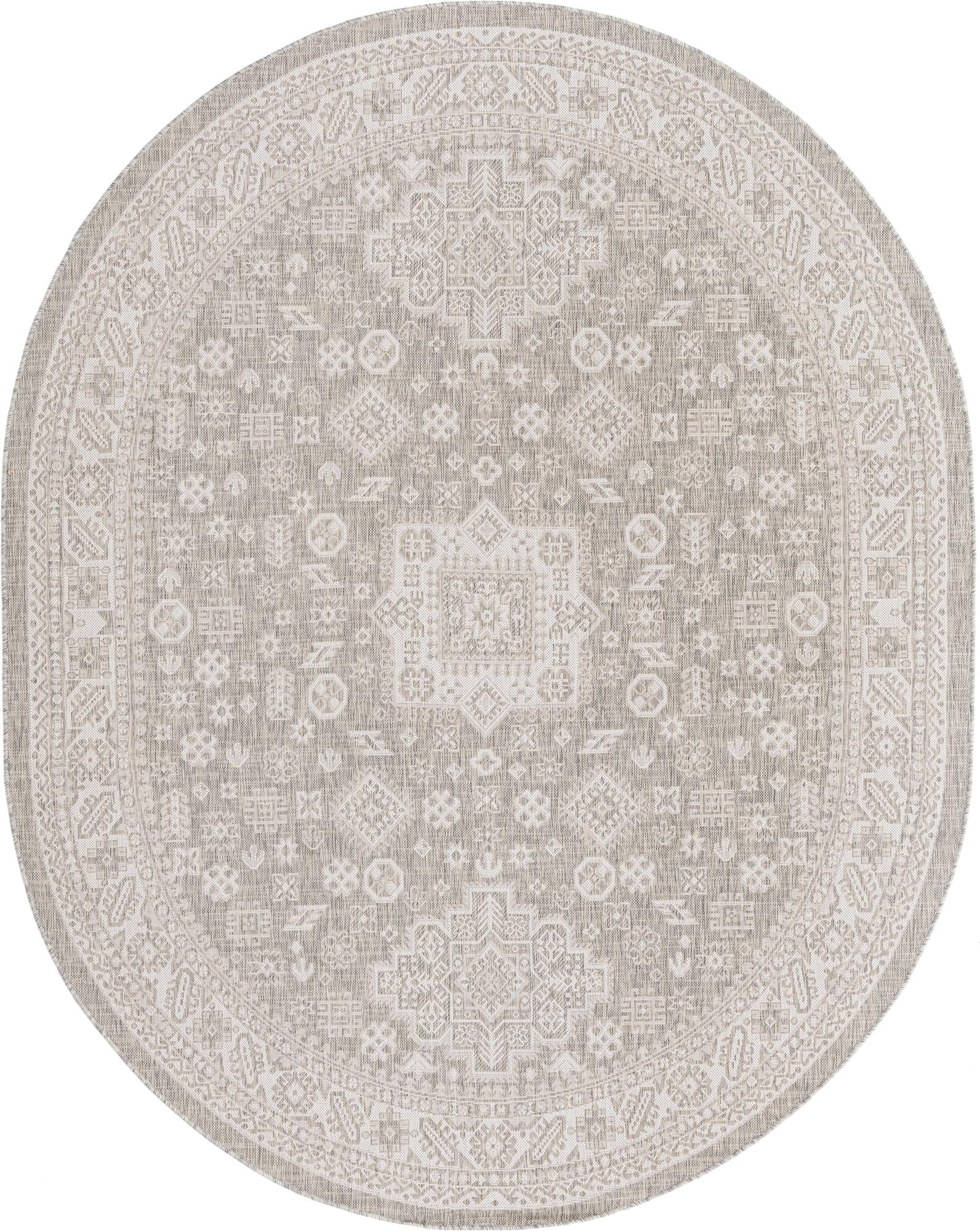 Tribal Terrace Treasures Collection Area Rug -  Incan Isle (Light Gray)