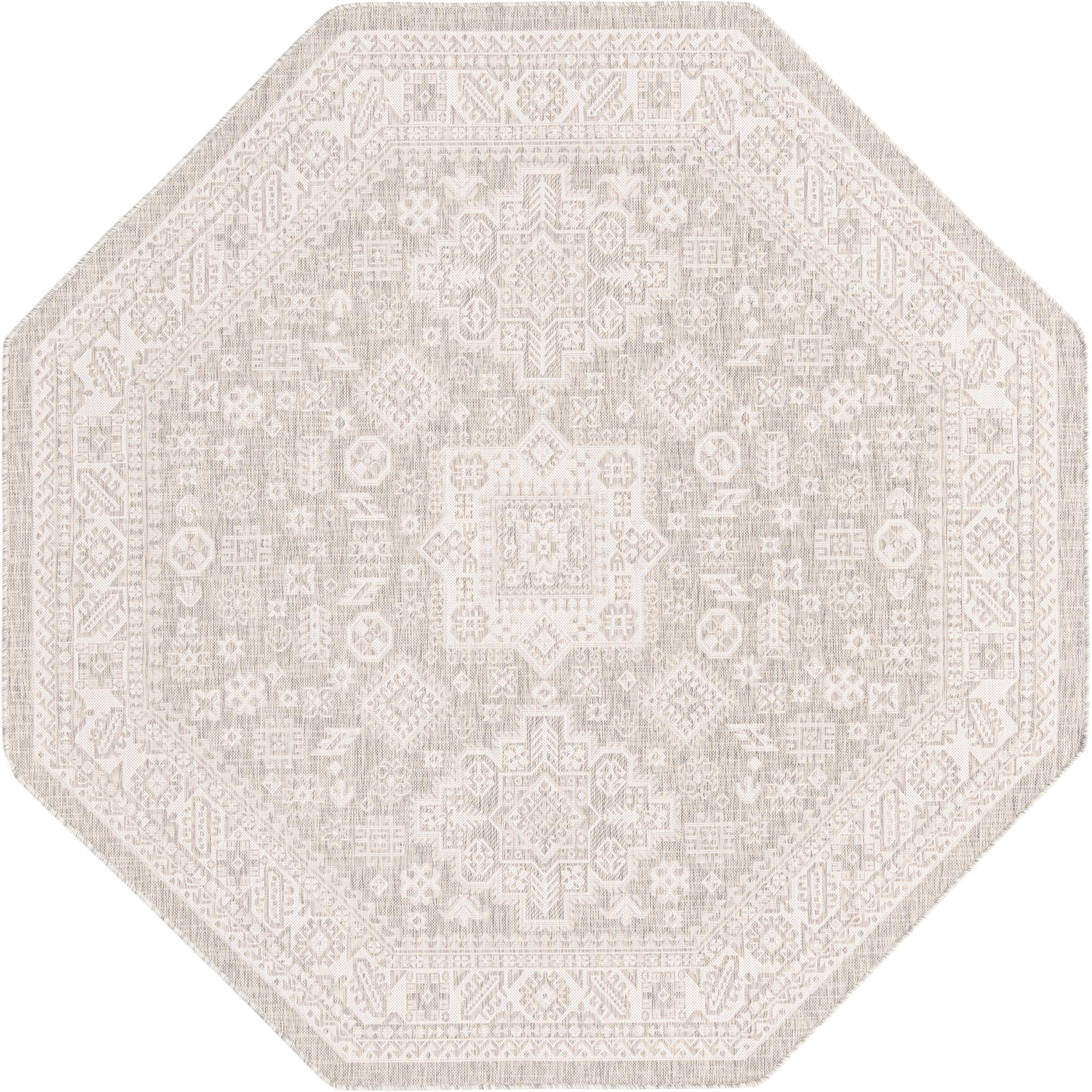 Tribal Terrace Treasures Collection Area Rug -  Incan Isle (Light Gray)