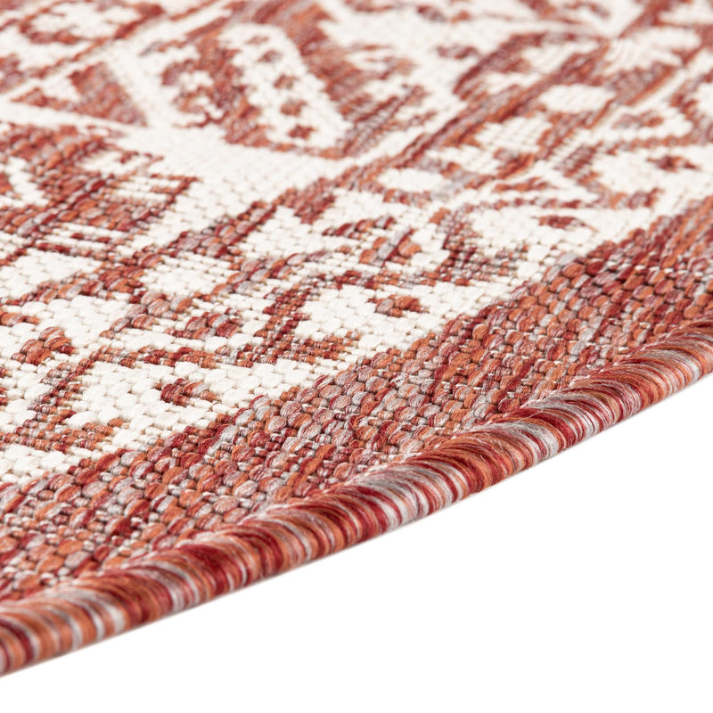 Tribal Terrace Treasures Collection Area Rug -  Incan Isle (Rust Red) Round Rust Red  lifestyle 7