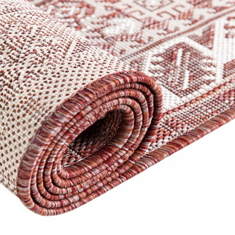 Tribal Terrace Treasures Collection Area Rug -  Incan Isle (Rust Red) Round Rust Red  lifestyle 15