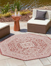 Tribal Terrace Treasures Collection Area Rug -  Incan Isle (Rust Red) Octagon Rust Red  lifestyle 0