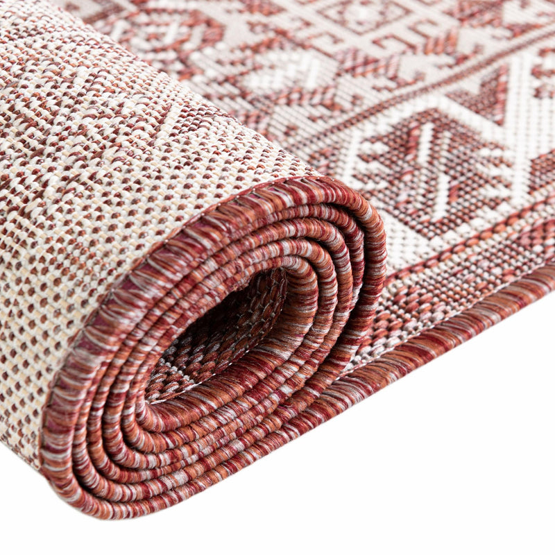 Tribal Terrace Treasures Collection Area Rug -  Incan Isle (Rust Red) Octagon Rust Red  lifestyle 10