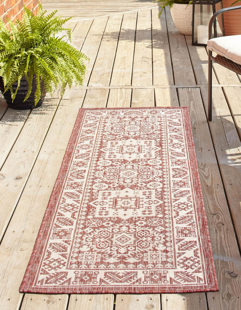 Tribal Terrace Treasures Collection Area Rug -  Incan Isle (Rust Red) Runner Rust Red  lifestyle 2