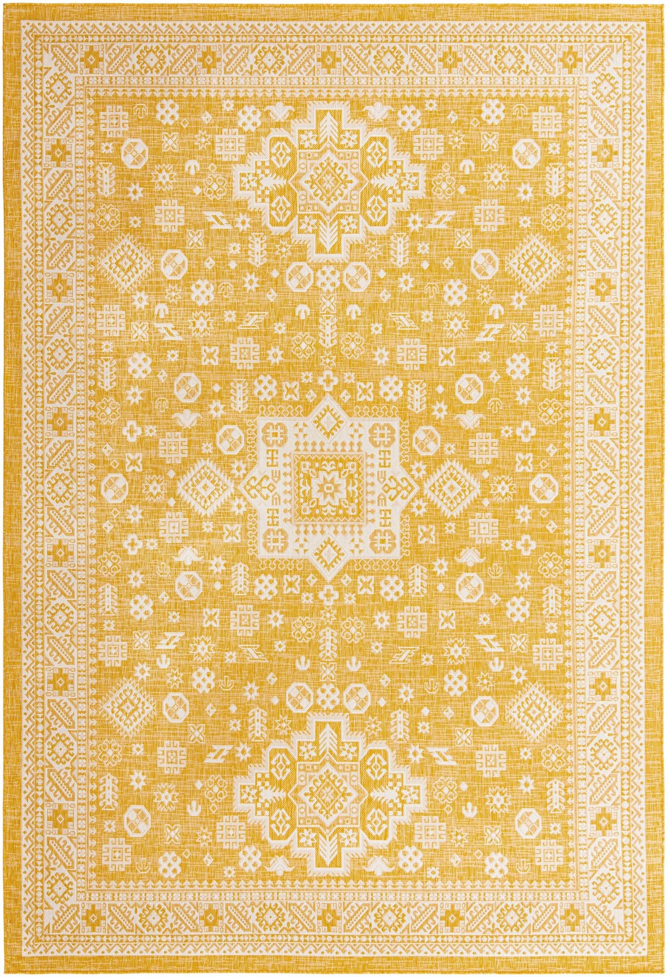 Tribal Terrace Treasures Collection Area Rug -  Incan Isle (Yellow)