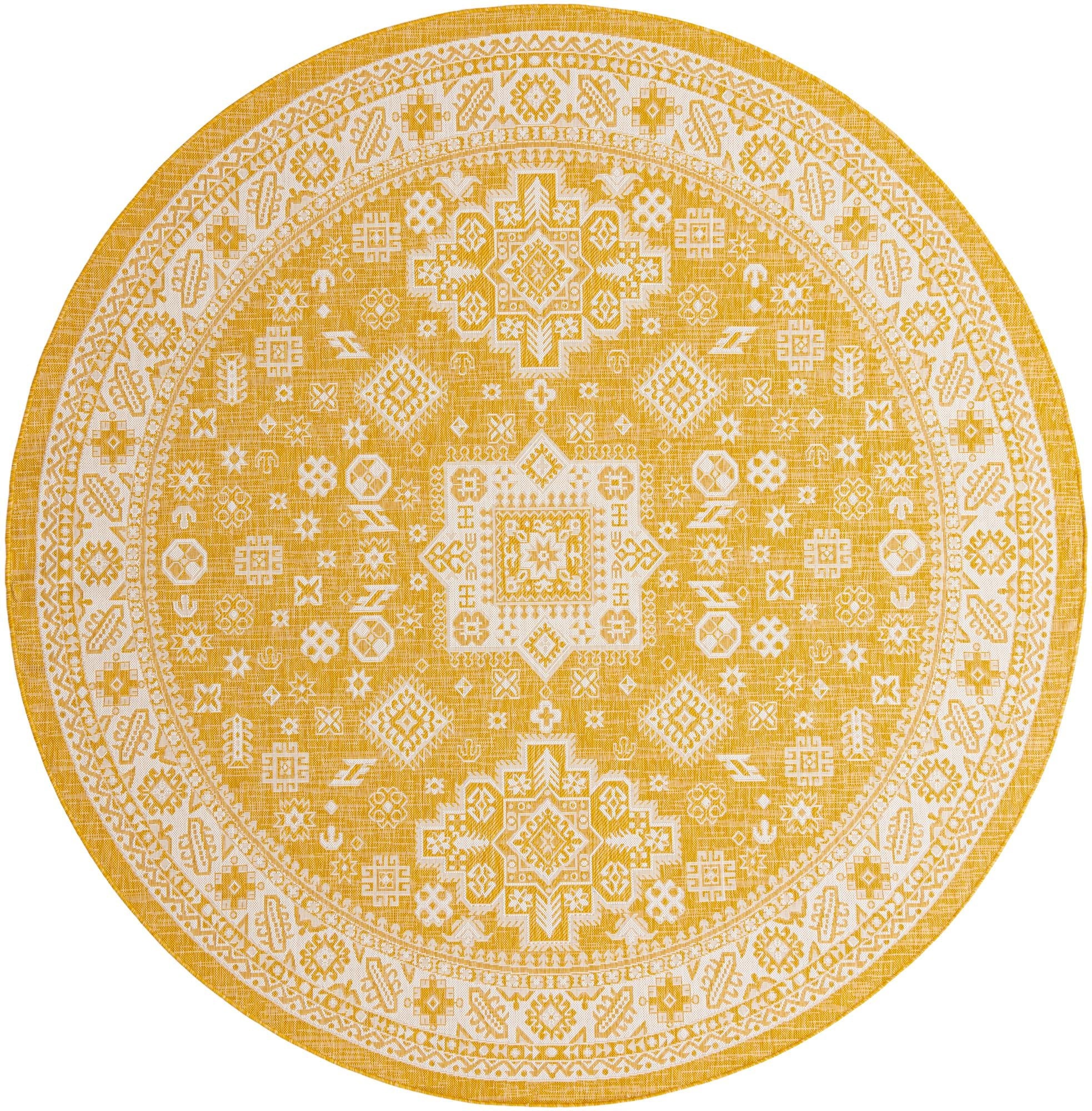 Tribal Terrace Treasures Collection Area Rug -  Incan Isle (Yellow)