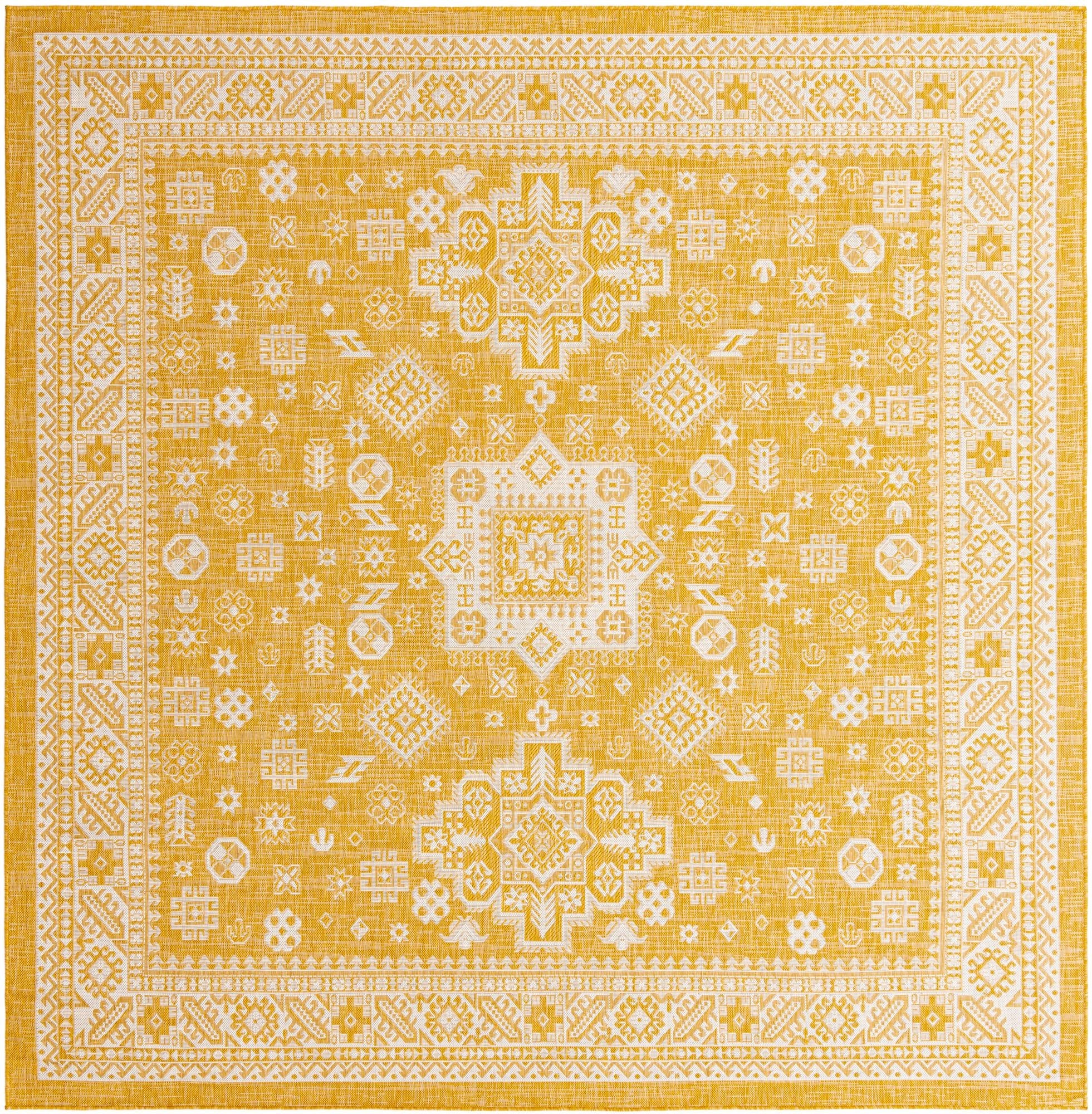 Tribal Terrace Treasures Collection Area Rug -  Incan Isle (Yellow)