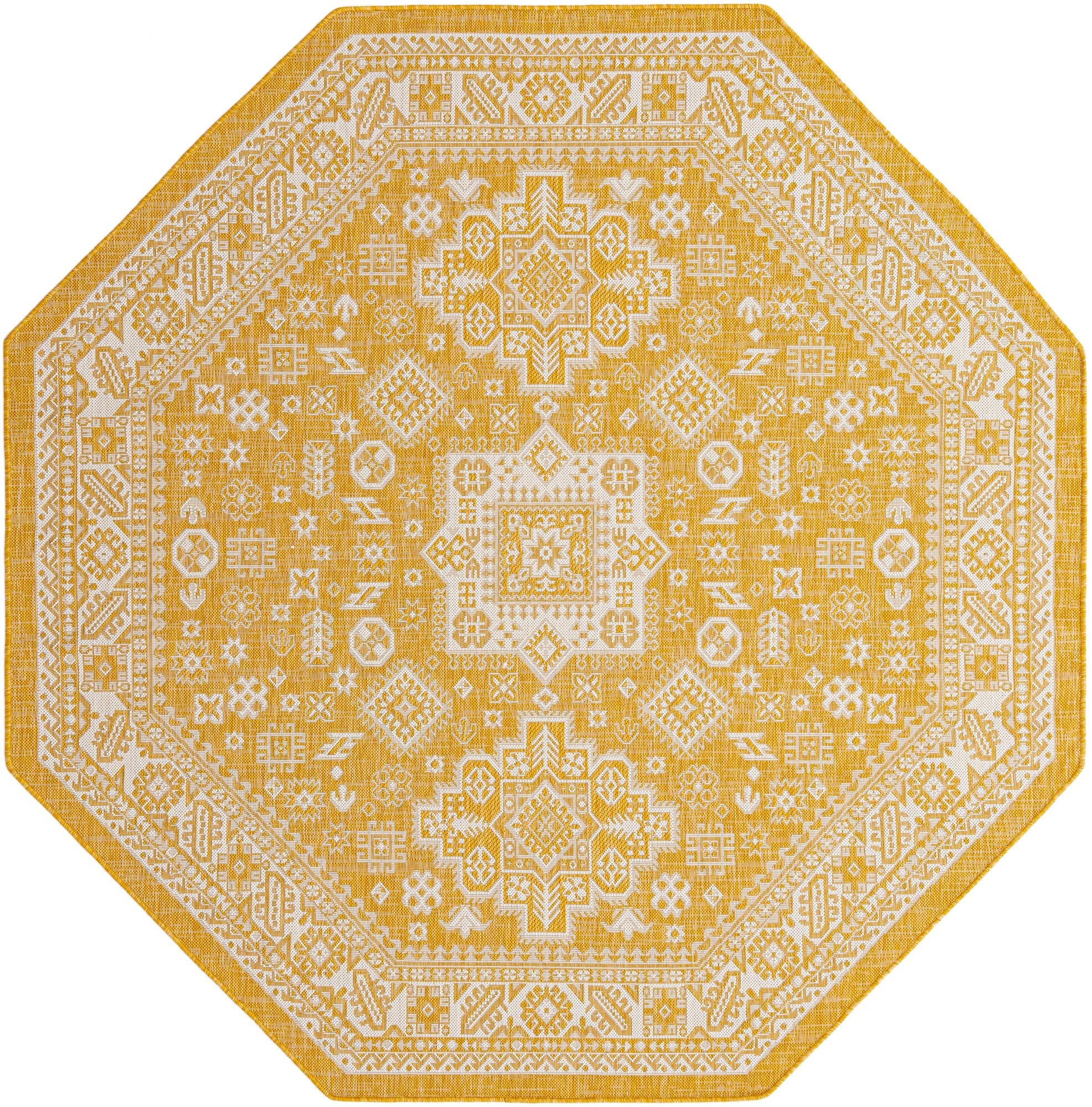 Tribal Terrace Treasures Collection Area Rug -  Incan Isle (Yellow)