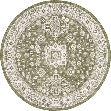 Tribal Terrace Treasures Collection Area Rug -  Incan Isle (Green)