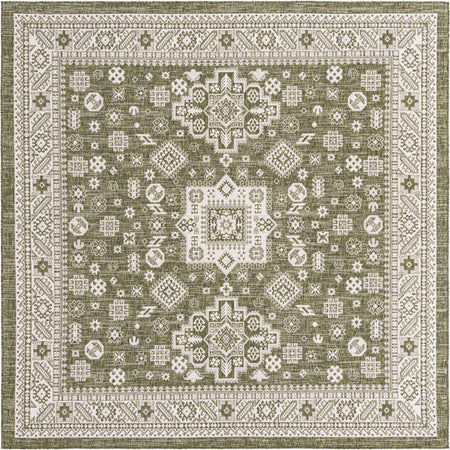 Tribal Terrace Treasures Collection Area Rug -  Incan Isle (Green)