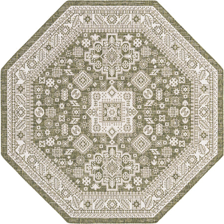 Tribal Terrace Treasures Collection Area Rug -  Incan Isle (Green)