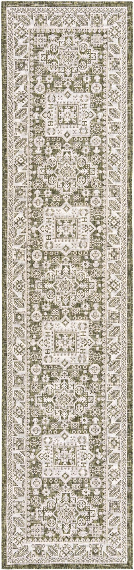 Tribal Terrace Treasures Collection Area Rug -  Incan Isle (Green)