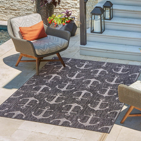 Seaside Haven Rugs Collection Area Rug - Sapphire (Charcoal)