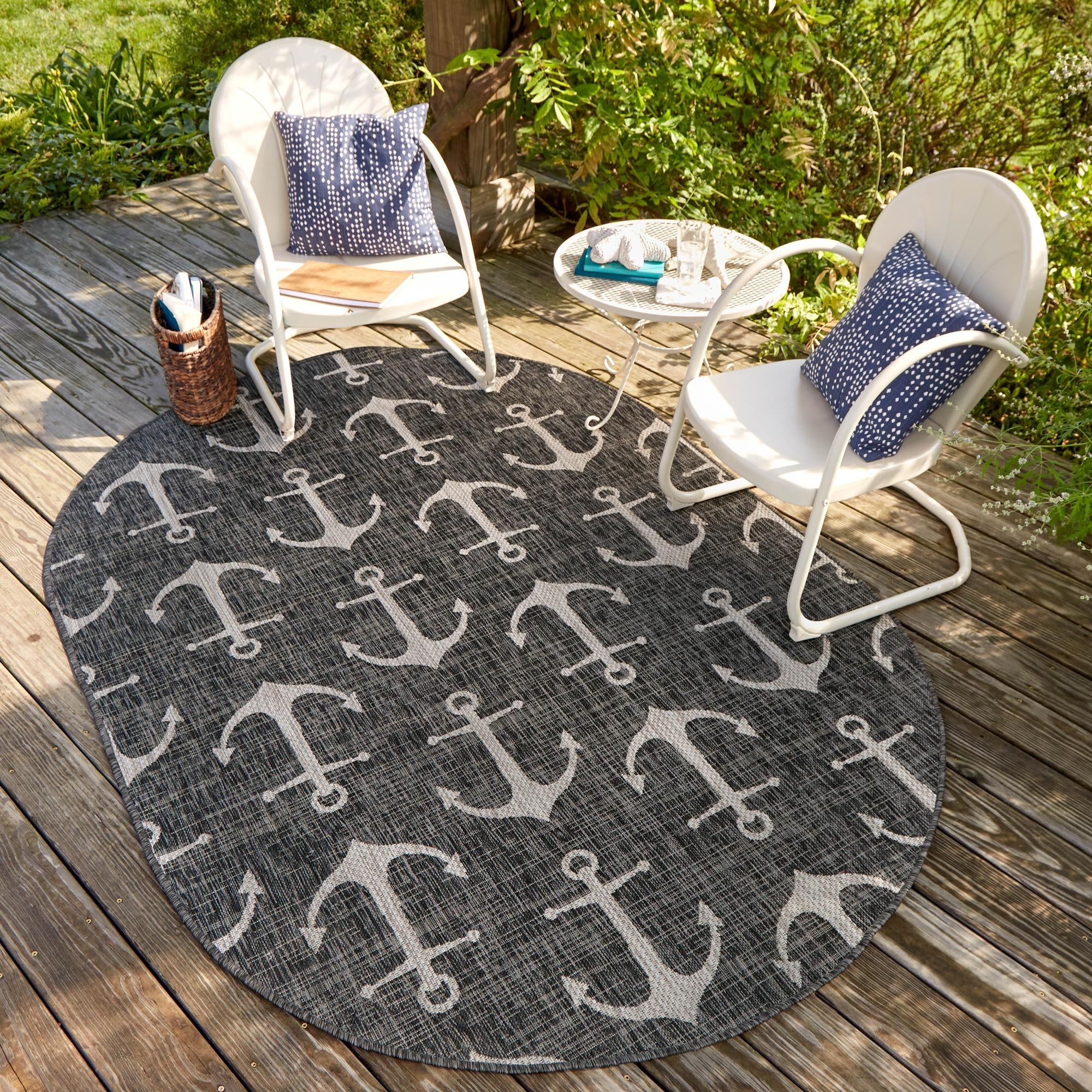 Seaside Haven Rugs Collection Area Rug - Sapphire (Charcoal)