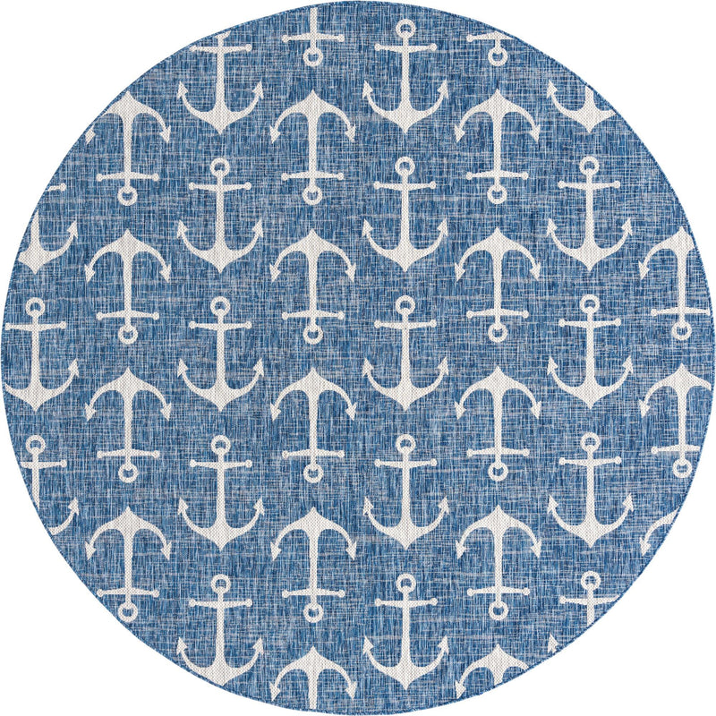 Seaside Haven Rugs Collection Area Rug - Sapphire (Blue) Round Blue Main