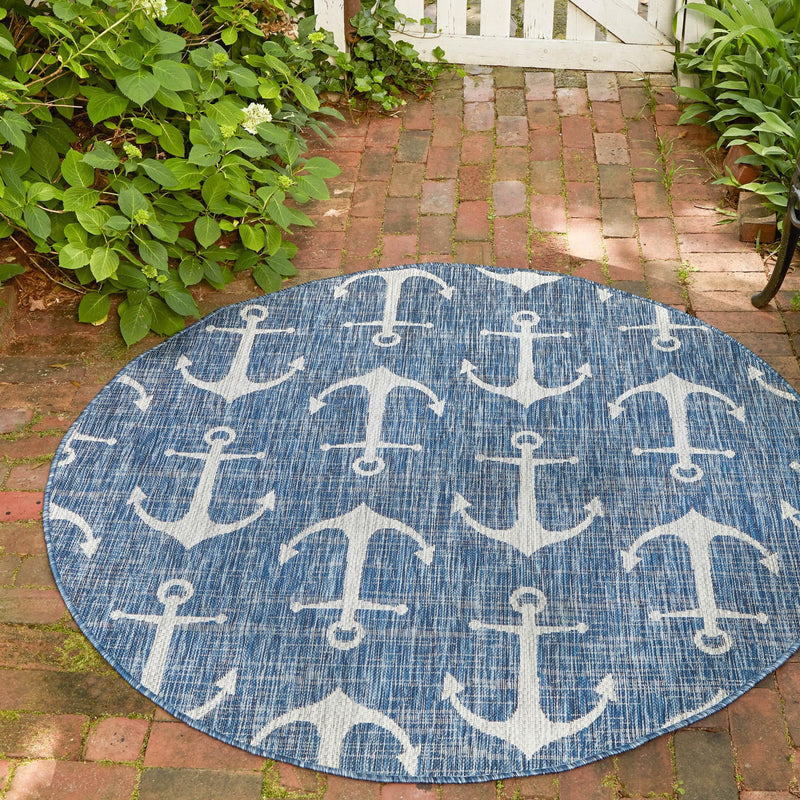 Seaside Haven Rugs Collection Area Rug - Sapphire (Blue) Round Blue  lifestyle 18