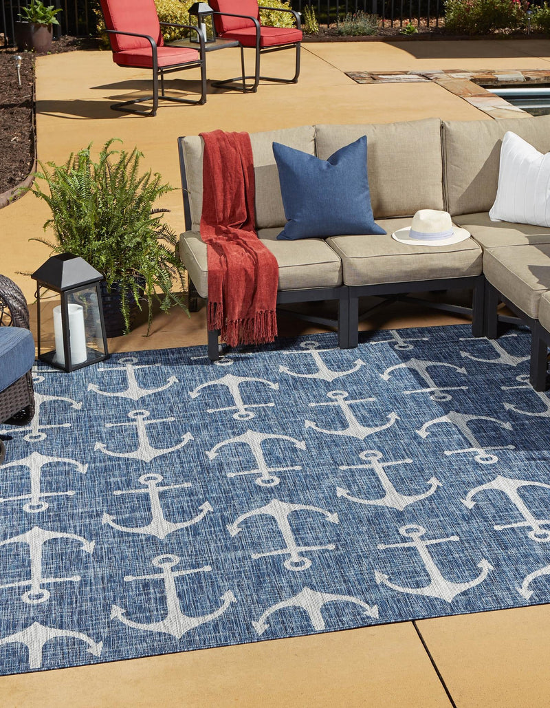 Seaside Haven Rugs Collection Area Rug - Sapphire (Blue) Square Blue  lifestyle 0