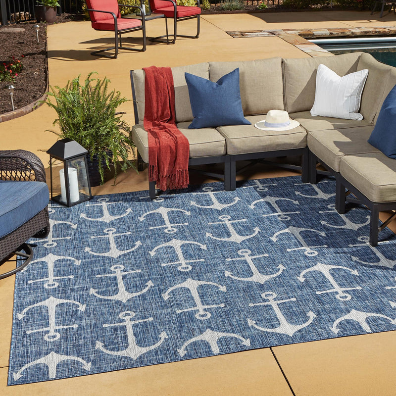 Seaside Haven Rugs Collection Area Rug - Sapphire (Blue) Square Blue  lifestyle 13