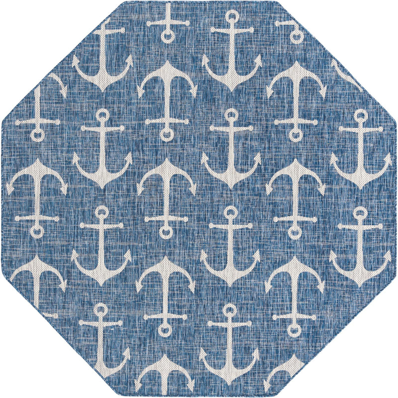 Seaside Haven Rugs Collection Area Rug - Sapphire (Blue) Octagon Blue Main