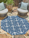 Seaside Haven Rugs Collection Area Rug - Sapphire (Blue) Octagon Blue  lifestyle 0