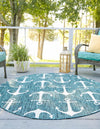 Seaside Haven Rugs Collection Area Rug - Sapphire (Teal) Round Teal  lifestyle 2