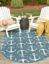 Seaside Haven Rugs Collection Area Rug - Sapphire (Teal) Oval Teal  lifestyle 0