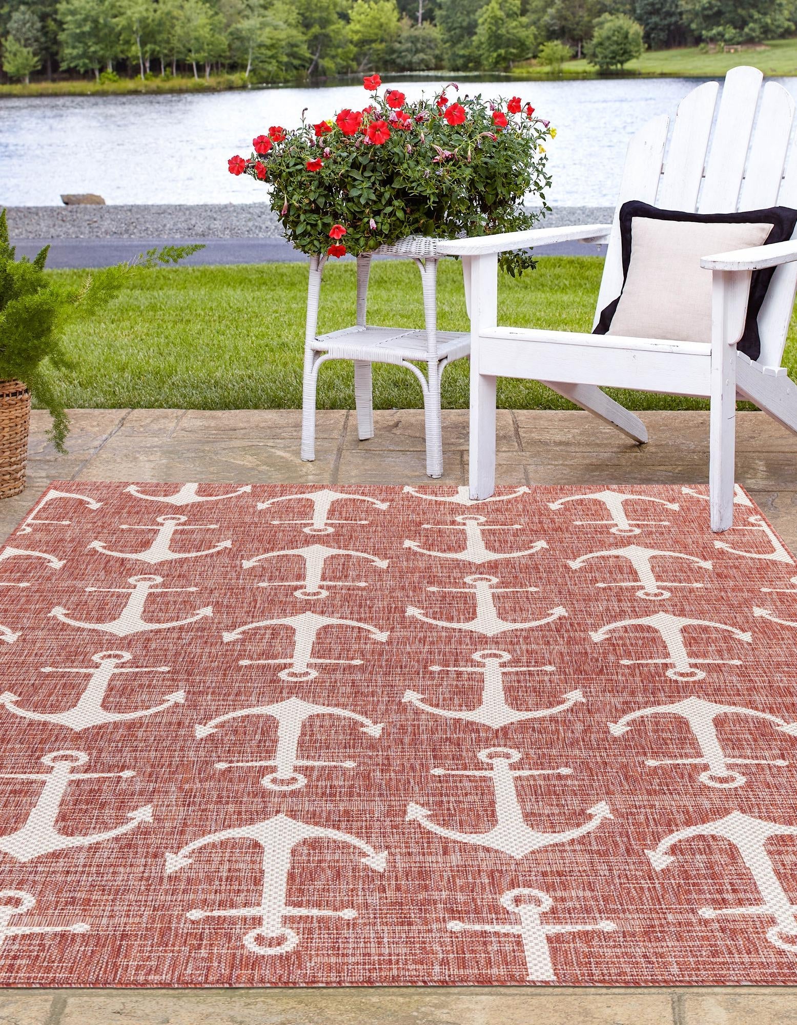 Seaside Haven Rugs Collection Area Rug - Sapphire (Rust Red)