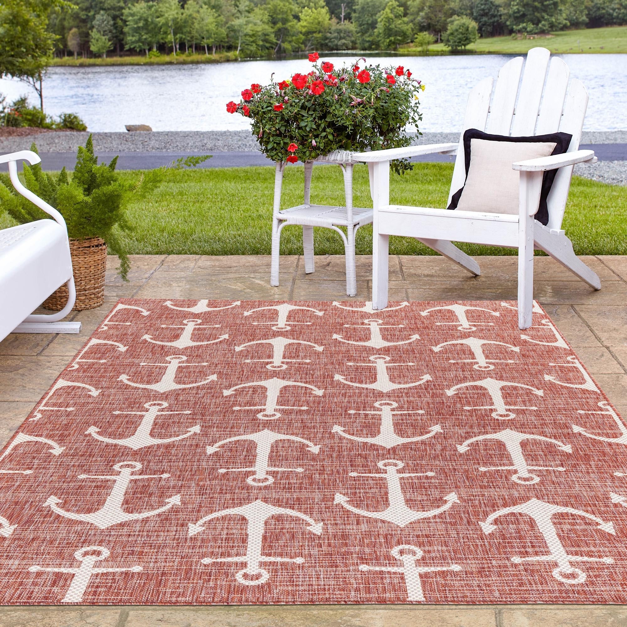 Seaside Haven Rugs Collection Area Rug - Sapphire (Rust Red)