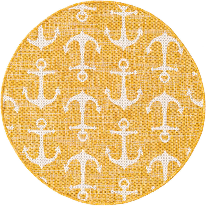 Seaside Haven Rugs Collection Area Rug - Sapphire (Yellow) Round Yellow Main