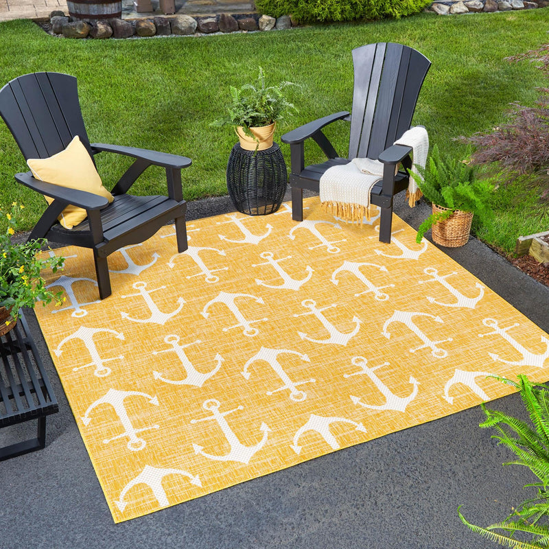 Seaside Haven Rugs Collection Area Rug - Sapphire (Yellow) Square Yellow  lifestyle 19