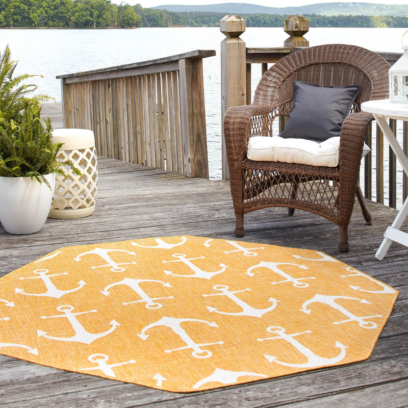 Seaside Haven Rugs Collection Area Rug - Sapphire (Yellow) Octagon Yellow  lifestyle 19