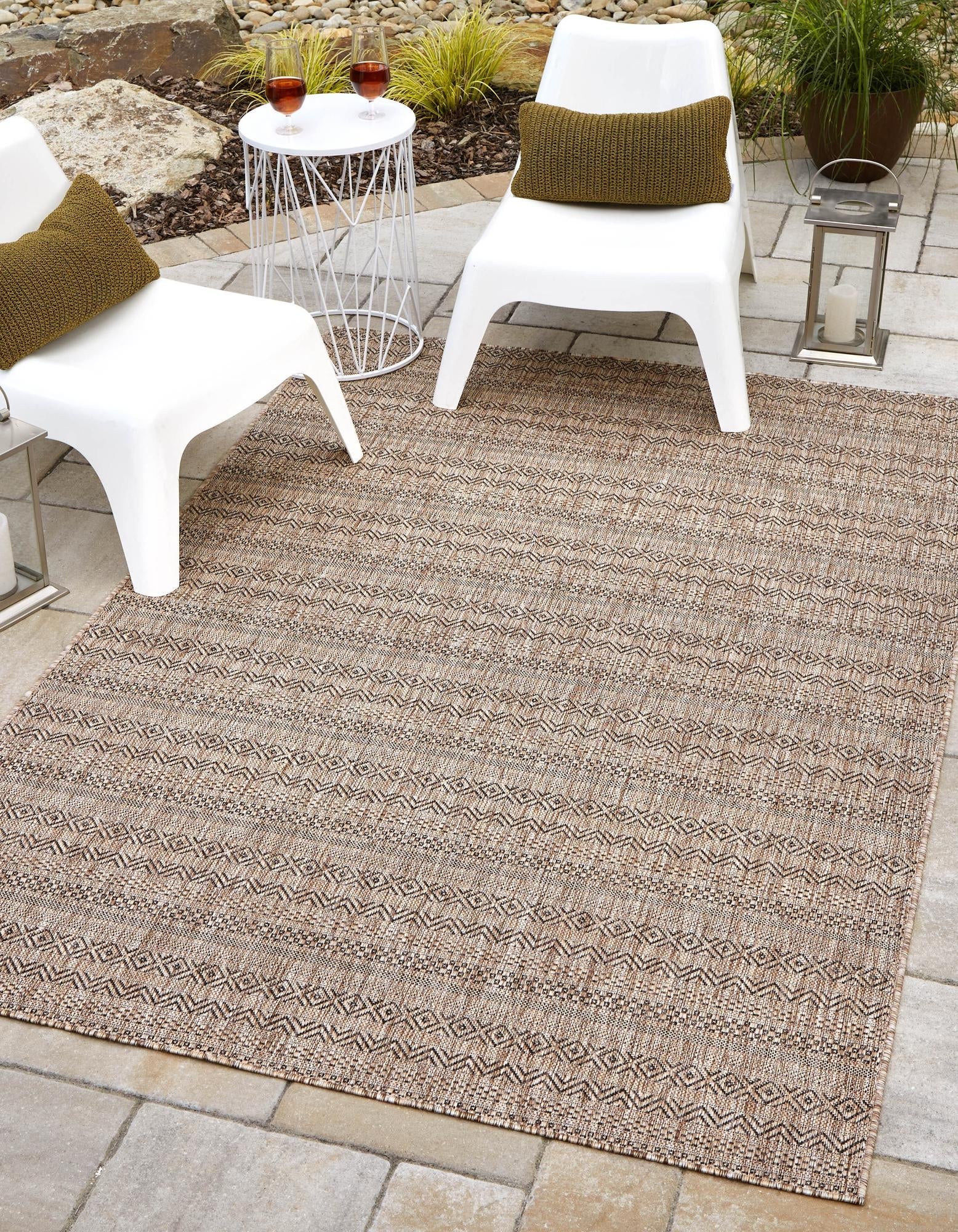 Seaside Stripes Collection Area Rug -  Boardwalk (Natural)