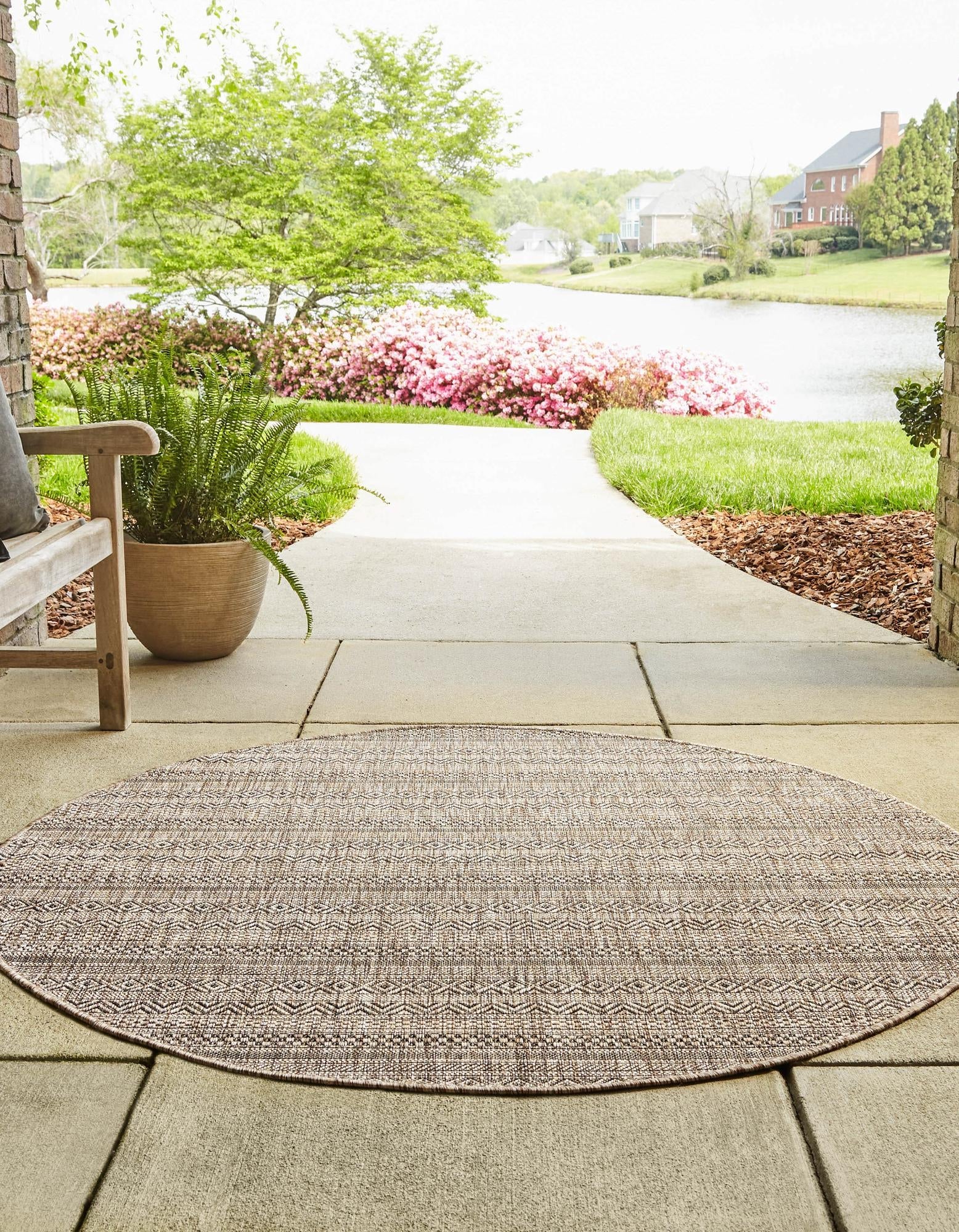 Seaside Stripes Collection Area Rug -  Boardwalk (Natural)