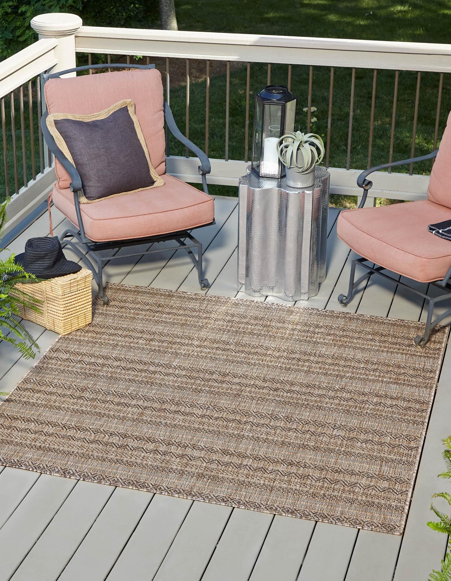 Seaside Stripes Collection Area Rug -  Boardwalk (Natural)