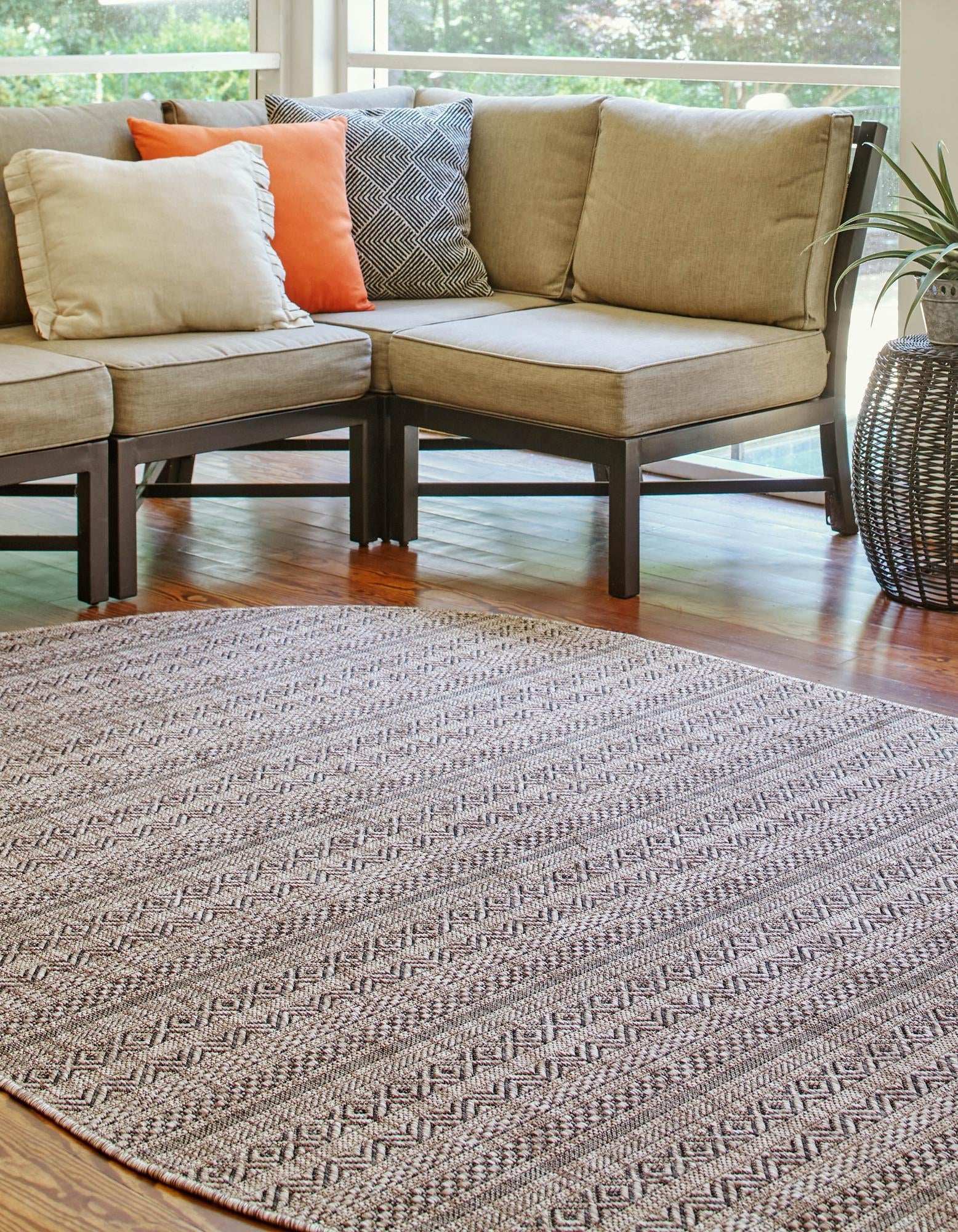 Seaside Stripes Collection Area Rug -  Boardwalk (Natural)