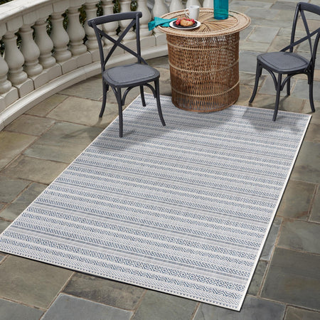 Seaside Stripes Collection Area Rug -  Boardwalk (Light Blue)