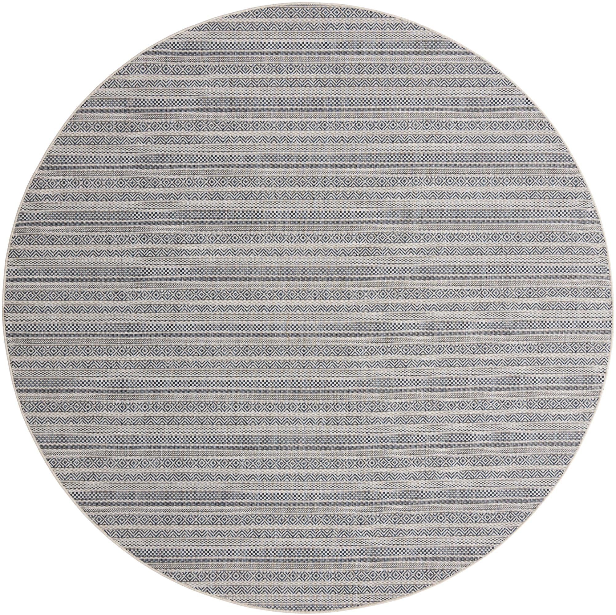 Seaside Stripes Collection Area Rug -  Boardwalk (Light Blue)