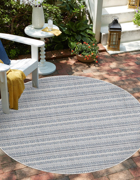 Seaside Stripes Collection Area Rug -  Boardwalk (Light Blue)