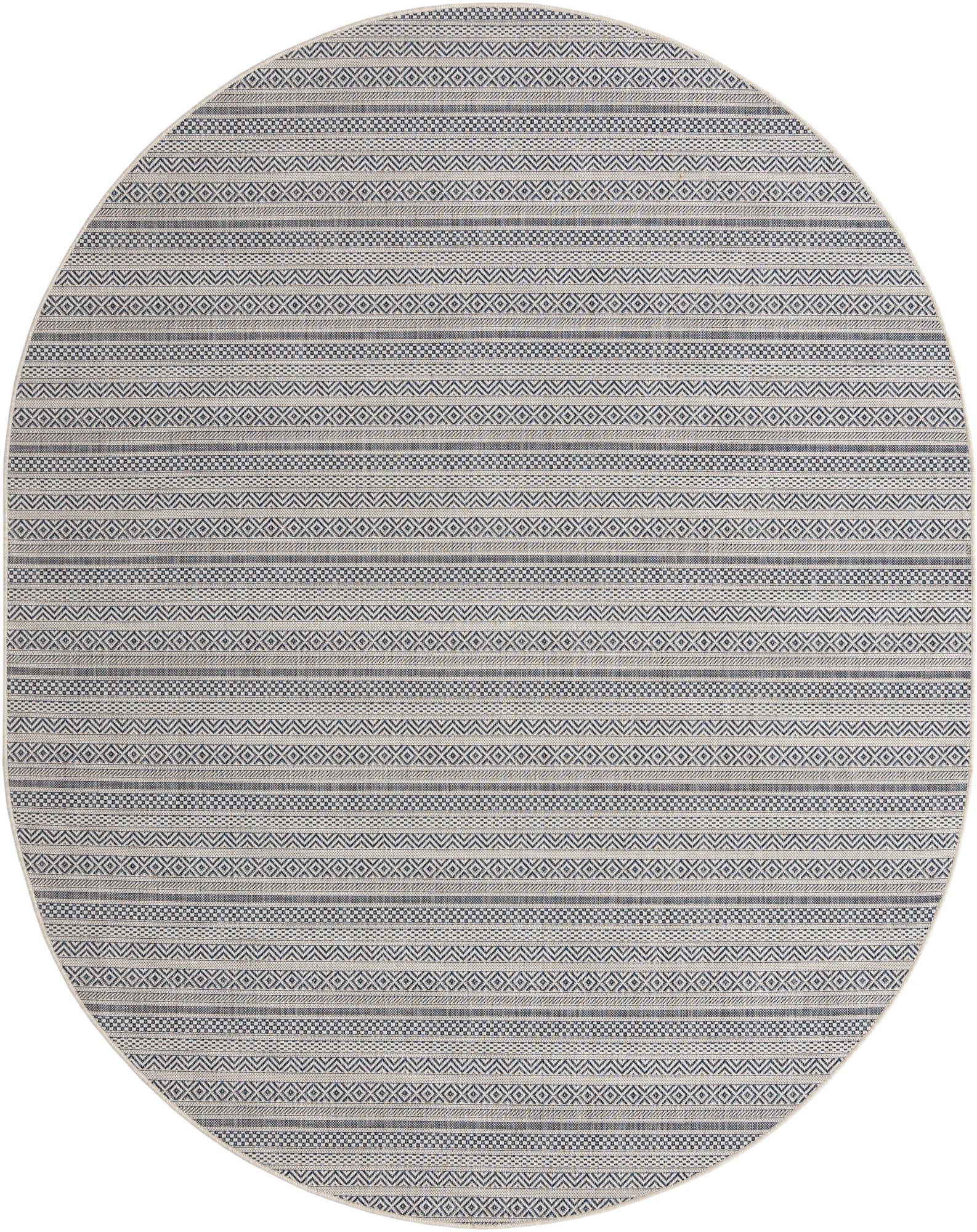 Seaside Stripes Collection Area Rug -  Boardwalk (Light Blue)