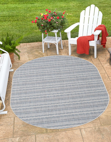 Seaside Stripes Collection Area Rug -  Boardwalk (Light Blue)