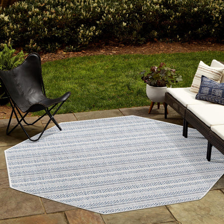 Seaside Stripes Collection Area Rug -  Boardwalk (Light Blue)