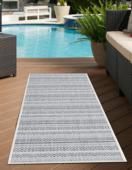 Seaside Stripes Collection Area Rug -  Boardwalk (Light Blue)