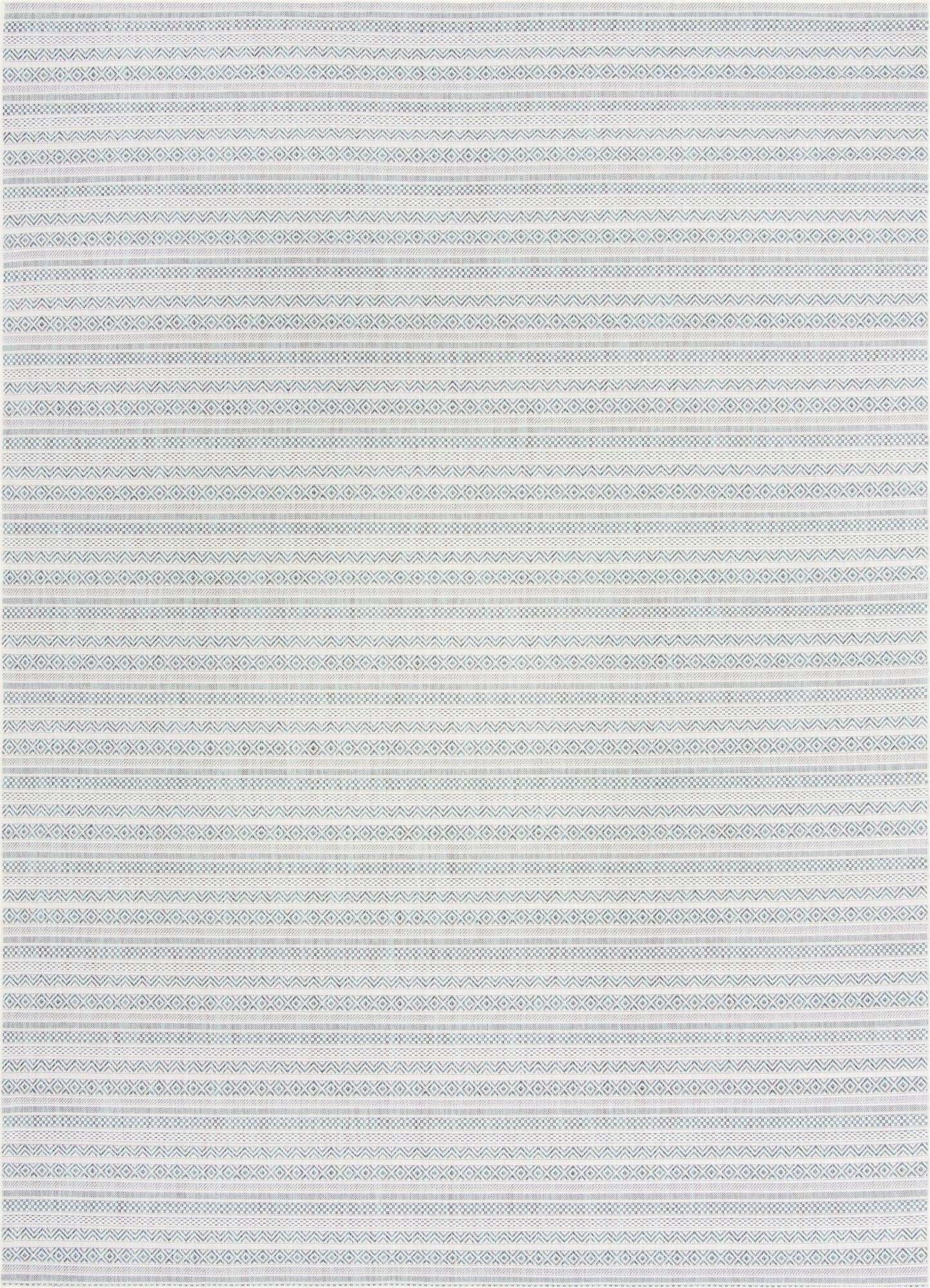 Seaside Stripes Collection Area Rug -  Boardwalk (Teal)