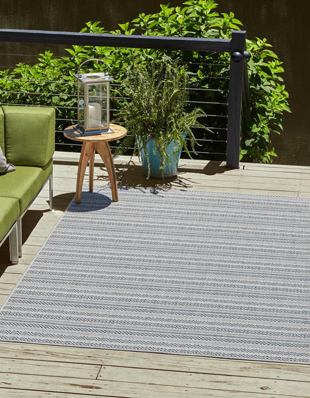 Seaside Stripes Collection Area Rug -  Boardwalk (Teal)