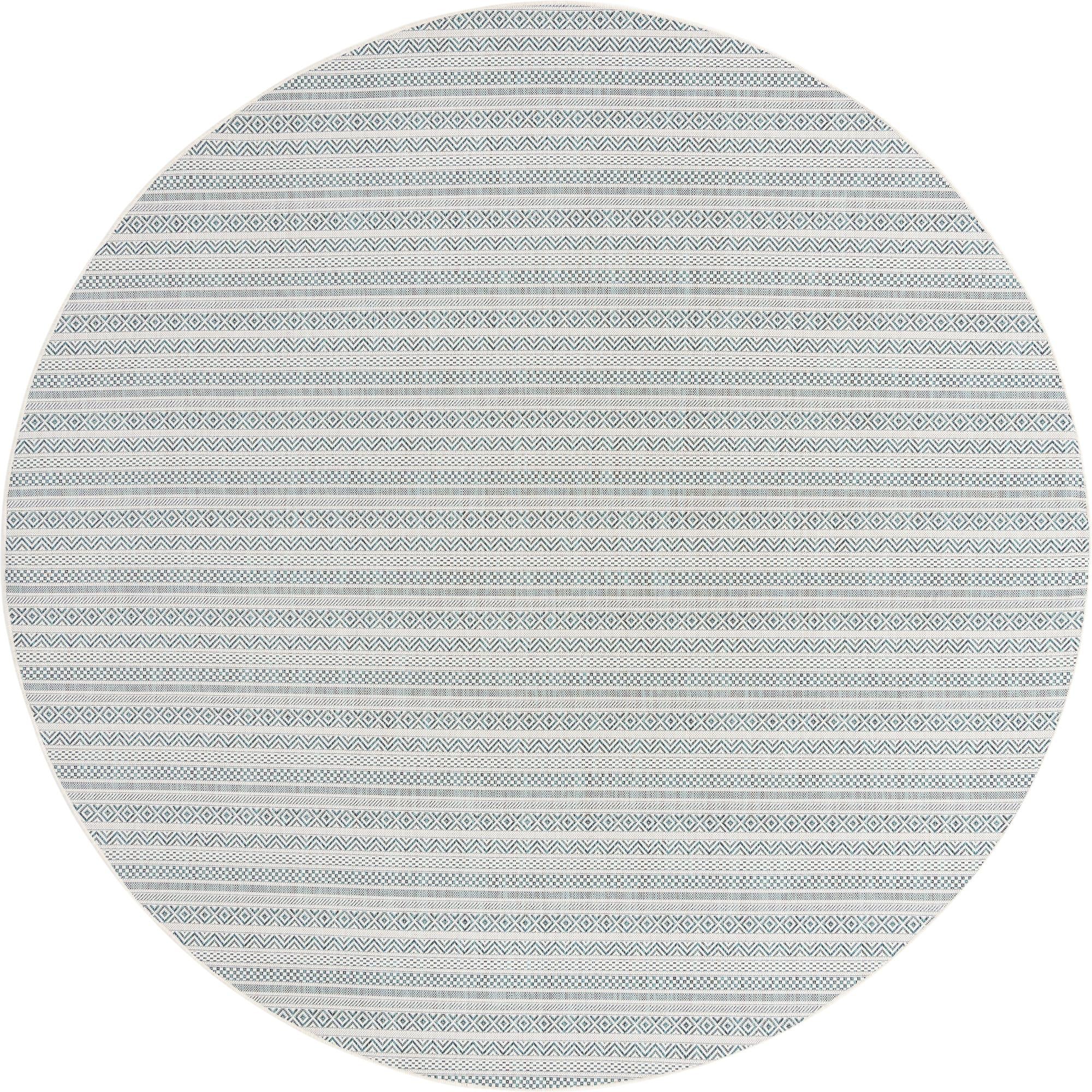 Seaside Stripes Collection Area Rug -  Boardwalk (Teal)