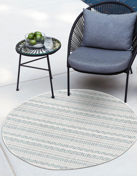 Seaside Stripes Collection Area Rug -  Boardwalk (Teal)