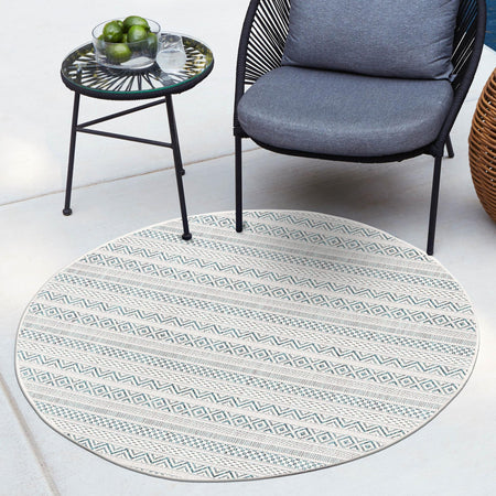 Seaside Stripes Collection Area Rug -  Boardwalk (Teal)