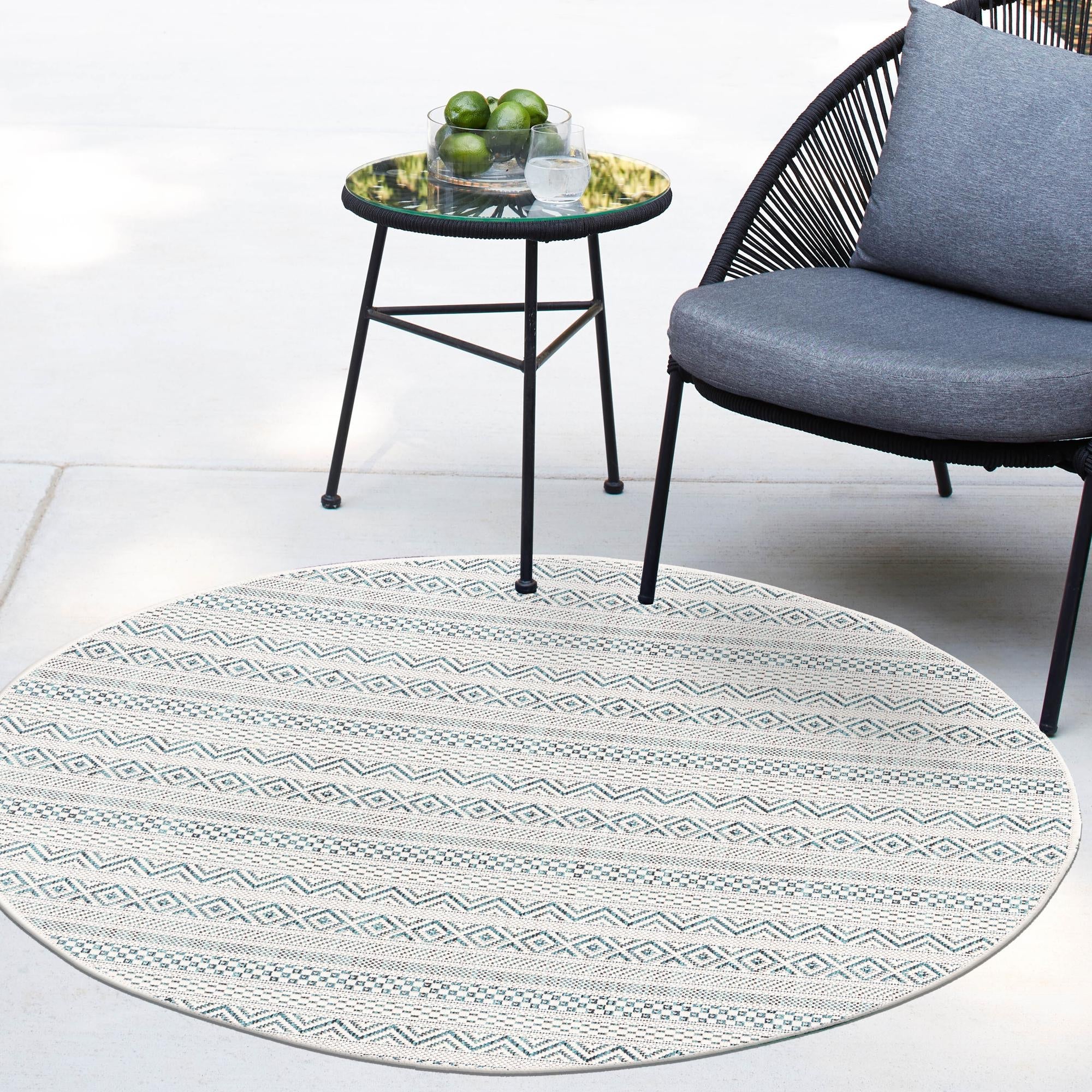 Seaside Stripes Collection Area Rug -  Boardwalk (Teal)